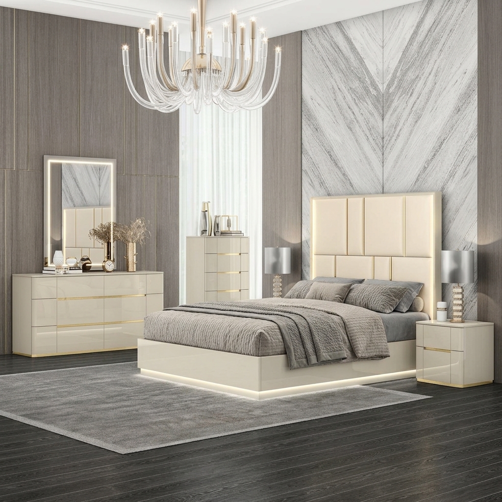 Rivano Sienna Gold Aura Bedroom Set